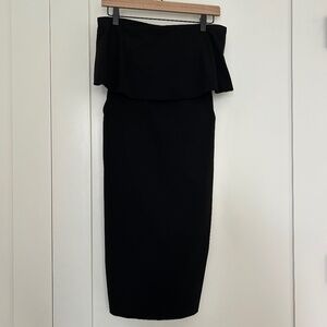 Black Strapless Midi Dress